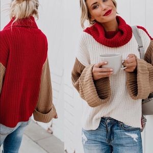 Color block turtleneck oversized sweater. Small.